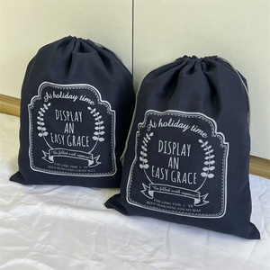BSCI High Quality Medium Cotton <b>Canvas</b> Drawstring Pouch for Shoe Hats Packaging Storage White with <b>Printed</b> Logo Caps Dust Bag - Product Image 5