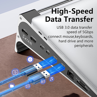Hub USB-C 8-en-1 avec support pour ordinateur portable et tablette, station d'accueil 4K 60Hz, Ethernet 1000 Mbps et mode MST étendu