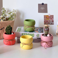 Pot de fleurs en ciment pour succulentes, disponible en plusieurs couleurs, accompagné d'un petit pot de fleurs simple pour le bureau, respirant