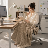 Nordischer Sandteppich Büro-Schlafdecke aus Korallenfleece Einfarbige Gestrickte Wolldecke im Instagram-Stil