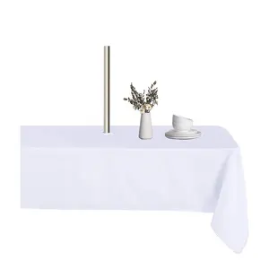 Custom White Party Wedding Waterproof Table Cloth Rectangle Outdoor Tablecloth with Umbrella Hole and Zipper