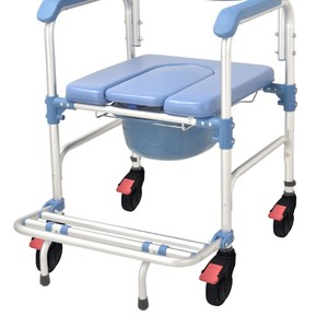 Aluminum Alloy <b>Commode</b> <b>Chair</b> With Wheels Open Front Anti Slip For Elderly And Disabled Portable Toilet Seat - Product Image 4