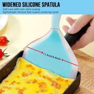 Espátula de silicona para cocinar, espátula ancha de silicona para panqueques, utensilios de cocina, herramientas de cocina antiadherentes, espátula ancha para carne, raspador de pizza - Product Image 4