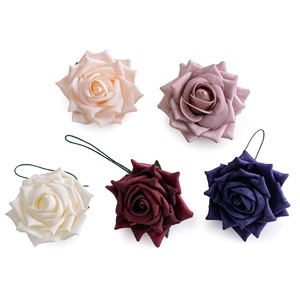 Fleurs artificielles CallaFloral, roses, à tige unique, rose-âpre, violet, rouge bordeaux, blanc laiteux, violet foncé, champagne, en plastique, pour mariage - Product Image 5