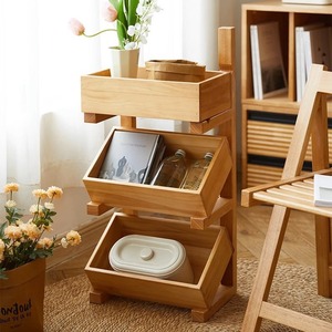 Solid wood multi-layer storage rack for living room miscellaneous items, dining room and kitchen <b>vegetable</b> and fruit display - Product Image 1