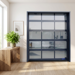 <span class=keywords><strong>Porte</strong></span> <span class=keywords><strong>de</strong></span> <span class=keywords><strong>garage</strong></span> sectionnelle en aluminium avec verre trempé, moderne, panoramique, antivol, à levage automatique, pour villa - Product Image 2