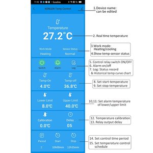 Tuya WIFI Temperature Sensor Thermometer <b>Controller</b> Freezer Fridge <b>Thermostat</b> Smart Life With Relay Control KL-WT2-T Smart Tempe - Product Image 4