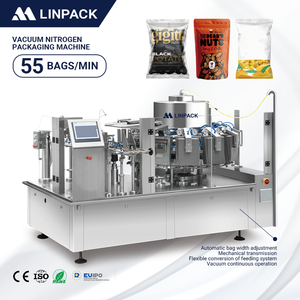LINPACK Chine Machine d'emballage <span class=keywords><strong>sous</strong></span> <span class=keywords><strong>vide</strong></span> rotative pour snack-chips industriels à usage intensif avec sac préfabriqué et azote - Product Image 1