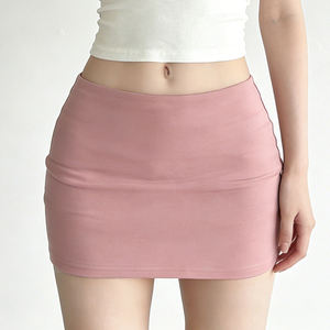 Minifalda ajustada para mujer con shorts incorporados, cintura baja, tejido transpirable elástico, estilo vendaje, color liso, sexy, casual, para verano - Product Image 6