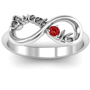 Anillo Sweet Infinity con circonita cúbica roja para mujer, anillo de compromiso con engaste de púas, joyería de moda - Product Image 1