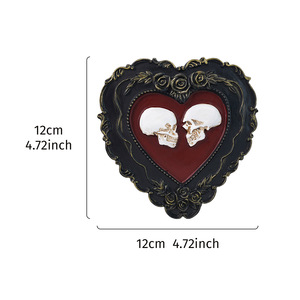 Plaque murale en résine vintage, motif cœur de crâne gothique effrayant, décoration murale <span class=keywords><strong>romantique</strong></span> sombre pour Halloween, accessoire de décoration murale en gros - Product Image 5