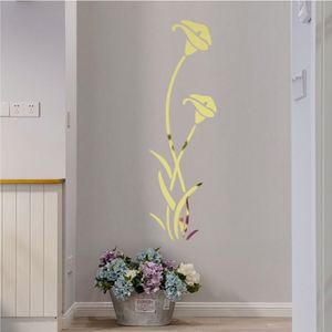 Sticker mural 3D en acrylique effet miroir Morning Glory - Décoration florale auto-adhésive pour salon, chambre et bureau - Product Image 3
