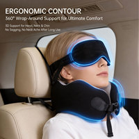 Oreiller de voyage ergonomique avec masque de sommeil 360 °   Support pour voiture/avion/voyages longue distance