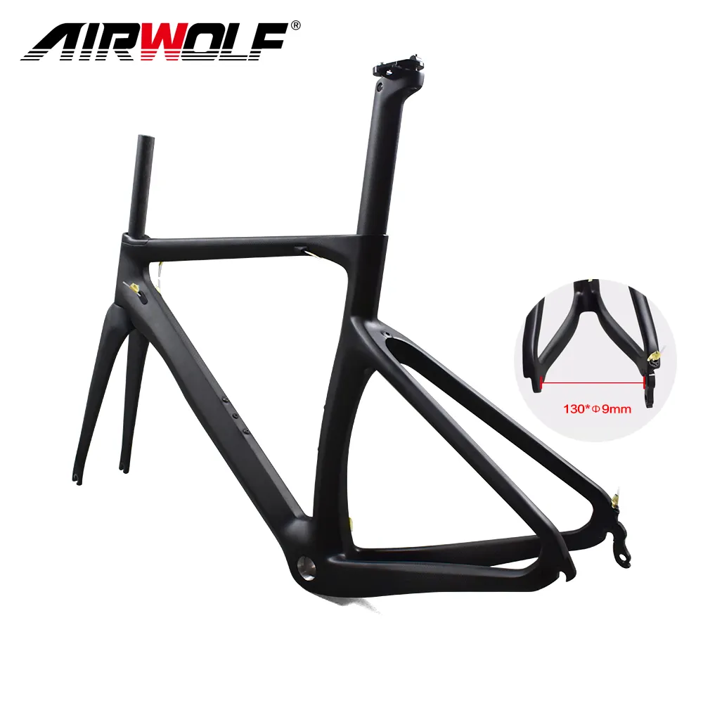 Airwolf Aero Road Bike Frame T1100 Fork Quick Release 100*9mm Weave 3K V Brake Carbon Road Frameset