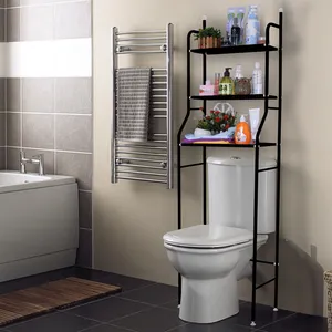 3 kat Metal mobilya banyo çamaşır makinesi istifleme tuvalet raf depolama rafı