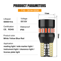 Ampoules LED intérieures pour voiture RCJ Super Bright 3014 SMD Canbus T10 12V 2W 200LM