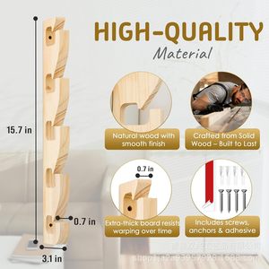 Wooden Baseball Cap <b>Storage</b> Rack 5 Layers <b>Wall</b> Mounted Hat Organizer For Closet Door <b>Wall</b> <b>Hanging</b> Display - Product Image 3