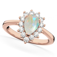 Bague tendance style vintage en argent plaqué or rose pour femme, sertie d'opale et de citrine ronde, idéale pour les fiançailles