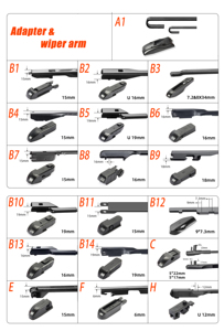 Hesite ใบปัดน้ำฝนธรรมดาขนาด12-30 "นิ้วพร้อมอะแดปเตอร์19" สำหรับ <span class=keywords><strong>Ford</strong></span> Series เชฟโรเลตโซนอดจี๊ปแกรนด์เชอโรกี - Product Image 5