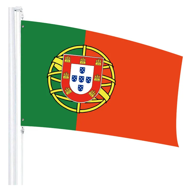 Bandeira portuguesa com estampa digital de poliéster 90x150 cm em estoque, bandeira de Portugal 90x150 cm