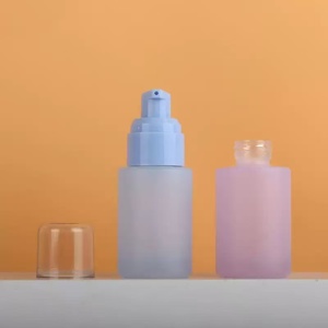 Nueva botella de vidrio esmerilado líquido de base de 30ml al por mayor, botella de loción de esencia de vidrio con cabezal de bomba - Product Image 2