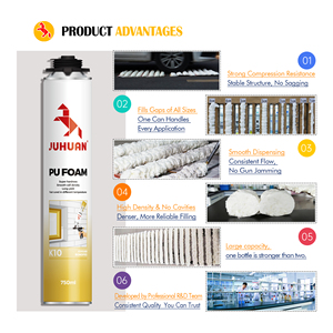 Mousse PU de qualité professionnelle à haute stabilité et longue durée de vie, 750 ml, mastic en bombe pour <span class=keywords><strong>kit</strong></span> d'installation de portes et fenêtres - Product Image 2