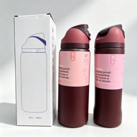 Bouteille d'eau isotherme sous vide en acier inoxydable de 24 oz sans BPA avec paille intégrée, personnalisable avec logo Owala, idéale pour les cadeaux d'entreprise