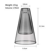 Vase en verre transparent à double paroi de 180ml Aromathérapie sans flamme pour diffuseur de roseaux Bouteille en verre de luxe en forme de cône Home Deco