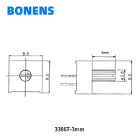Potentiomètre de réglage Cermet à bouton unique BONENS 3386T-3mm 10Ω-5MΩ