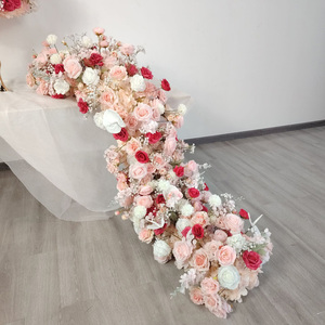 Vente en gros <span class=keywords><strong>de</strong></span> fleurs artificielles pour décoration <span class=keywords><strong>de</strong></span> mariage, <span class=keywords><strong>chemin</strong></span> <span class=keywords><strong>de</strong></span> <span class=keywords><strong>table</strong></span> à fleurs roses, allée, rangée <span class=keywords><strong>de</strong></span> fleurs pour décoration <span class=keywords><strong>de</strong></span> mariage - Product Image 2