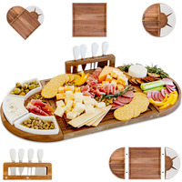 Grand plateau de charcuterie magnétique en bois, design magnétique en bois qui redéfinit les formes (cercle, carré, cœur) pour servir le fromage