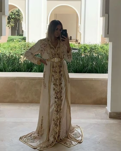 Robe caftan longueur plancher de luxe pour femmes | Robe de mariage et de soirée brodée Zardozi lourde | Tenue de créateur élégante - Product Image 3
