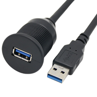 Câble d'extension automobile USB 3.0 étanche à port unique, mâle vers femelle, coaxial à paire torsadée, gaine en PVC