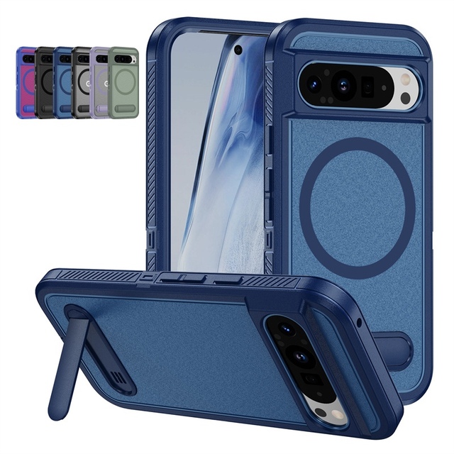 Magnetic Heavy Duty Dual Layer Stand Case for Google Pixel 9 Pro XL / Pixel 9 8 Pro / 9a Drop Proof Armor Wireless Charging Case