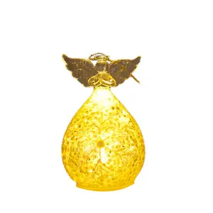 Fantastic Handmade Blown Glass Angel Ornaments For Holiday Glass Angel Decoration Led Light Glass Angel