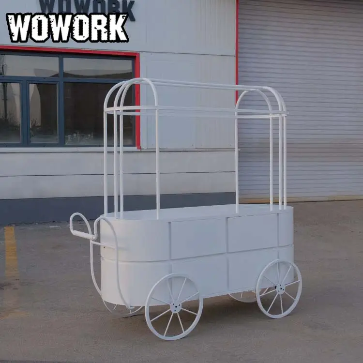 2024 WOWORK Modern Custom decorate design outdoor flower display candy metal desert cart for party decorations
