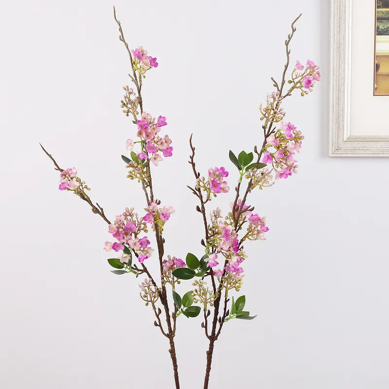 뜨거운 판매 실크 인공 꽃 배 꽃 가정 장식 결혼식 장식을위한 긴 가지 벚꽃