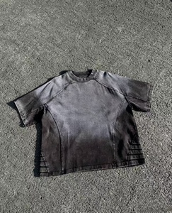 Camiseta de Algodón Gris de Manga Corta y Cuello Redondo para Hombre, Corte Regular, Tejido Jersey, Color Sólido, Transpirable, Estilo Urbano - Product Image 3