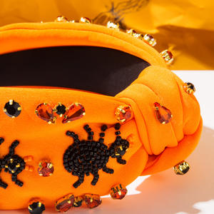 Nuove perline in stile scuro strass di ragno arancione nero fascia per capelli annodata con diamanti incrostati di capelli per feste - Product Image 6