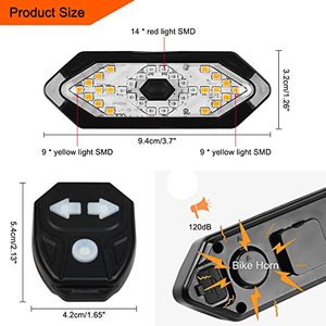 Xe đạp ánh sáng lần lượt tín hiệu điều khiển từ xa Xe Đạp Chỉ số hướng MTB dẫn phía sau USB có thể sạc lại đi xe đạp đèn hậu với sừng - Product Image 5