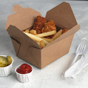 Một Thùng Carton 500 Pcs Trung Quốc Nhà Sản Xuất Giấy Kraft Hộp Ăn Trưa Đưa Ra Thực Phẩm Màu Nâu - Product Image 6