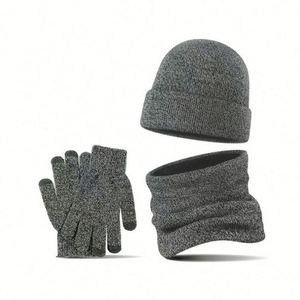 3Pcs <b>Beanies</b> <b>Hat</b> Glove Scarf Sets Unisex Knitted Cap <b>Beanie</b> Bulk Winter Gloves Fleece Neck Warmer Promotional Gift - Product Image 4