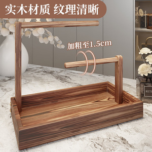 Mu Yi Wooden Jewelry Organizer Tray With Necklaces Bracelets Storage Display Rack For <b>Desk</b> Use - Product Image 4