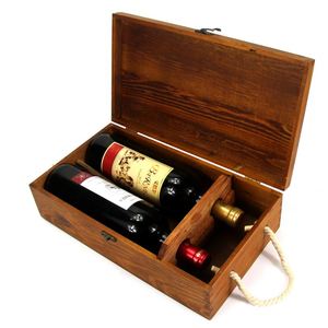 Vintage wooden red wine box wine packaging case mdf wood gift box custom