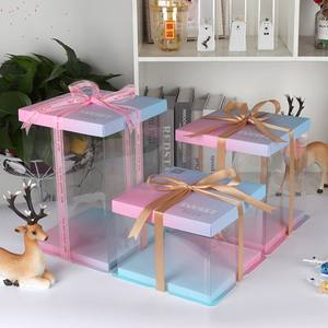 Boîte de <span class=keywords><strong>transport</strong></span> pour <span class=keywords><strong>gâteau</strong></span> <span class=keywords><strong>transparente</strong></span> en PET, dégradé arc-en-ciel, cadeau pour la fête des mères, 6 à 12 pouces - Product Image 4