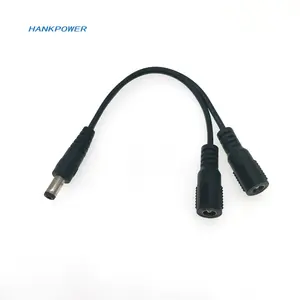 DC 5.5毫米 * 2.1毫米2母至1公路连接器DC插头电源分离器电缆，用于闭路电视发光二极管条形灯电源适配器