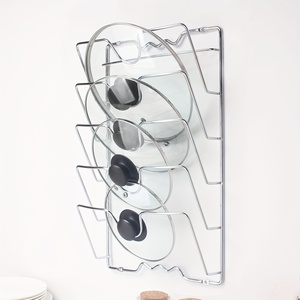 Cabinet Lid Organizer Wall Mount <strong>Pan</strong> Pot Lid Holder Kitchen <strong>Storage</strong> Racks Metal Steel Door Hanging Lid Rack - Product Image 5