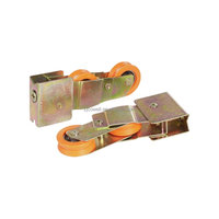Roulettes double en acier au design moderne Cowell NA002, cadre en acier zingué, roue en nylon de 4 mm d'épaisseur, faible bruit, utilisation extérieure, 2 roulettes pour porte