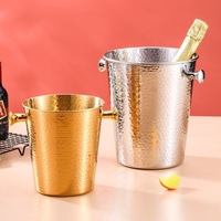 Seau à glace moderne minimaliste en acier inoxydable doré, résistant à la rouille, de luxe léger, capacité 2L/4.5L, pour bar, fête, maison, salon