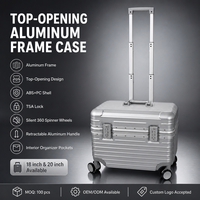 Valise de luxe à cadre en aluminium, bagage cabine 18-20 pouces, coque rigide ABS PC, sans fermeture éclair, avec serrure TSA et roues silencieuses pivotantes